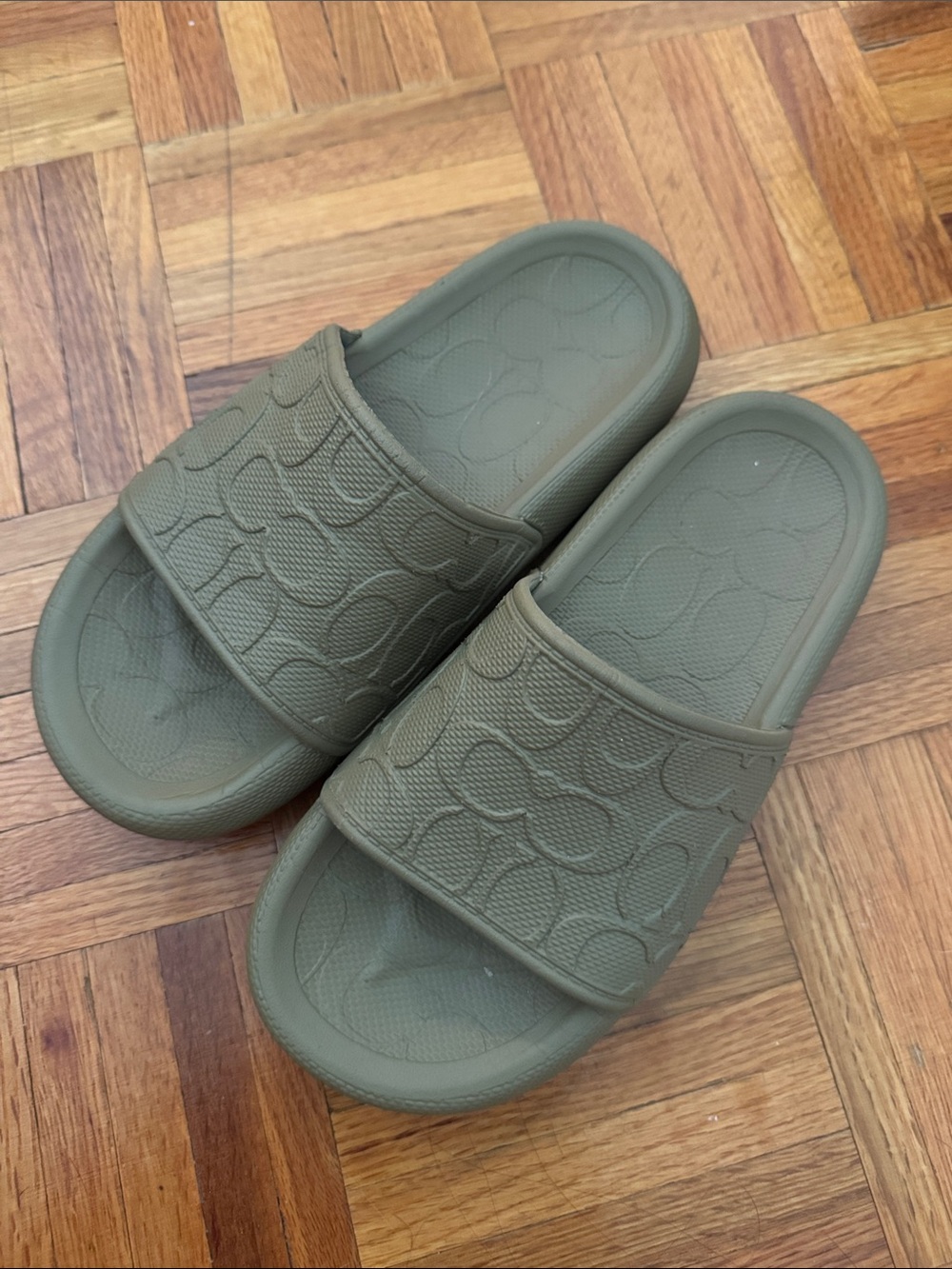 Coach Olive Green Slides Sandals
